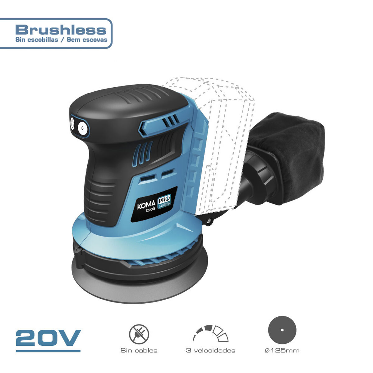 Tilfeldig orbitalsliper Koma Tools Brushless Ø 125 mm 20 V